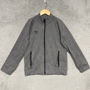 Umbro Jacket Youth Sz Medium 8/10 Gray Full Zip Mock Neck Athletic Soccer Track